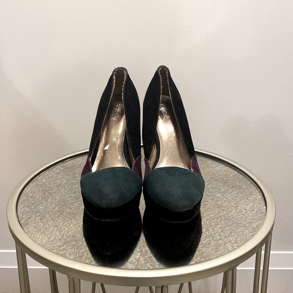 Black purple and teal heels | Size 8